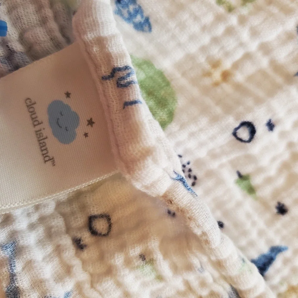 Cloud Island Muslin 100% Cotton‎ Swaddle Blanket Dinosaurs Lovey Security